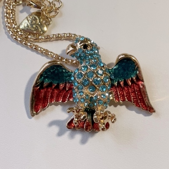 BETSEY JOHNSON ALLOY AND RHINESTONE EAGLE NECKLACE - Picture 2 of 4